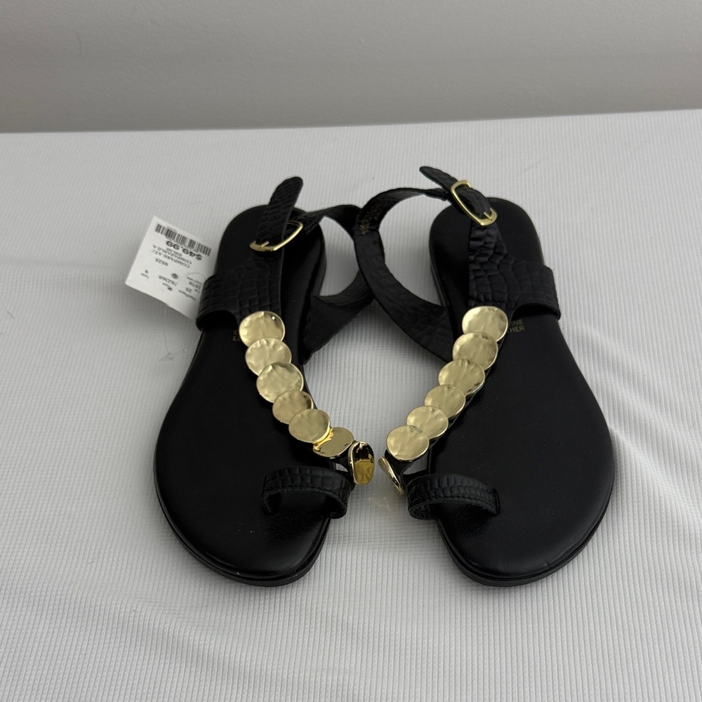 ✨ NWT Simona Rossi Black Sandals - Gold Accents | Elegant Size 7.5